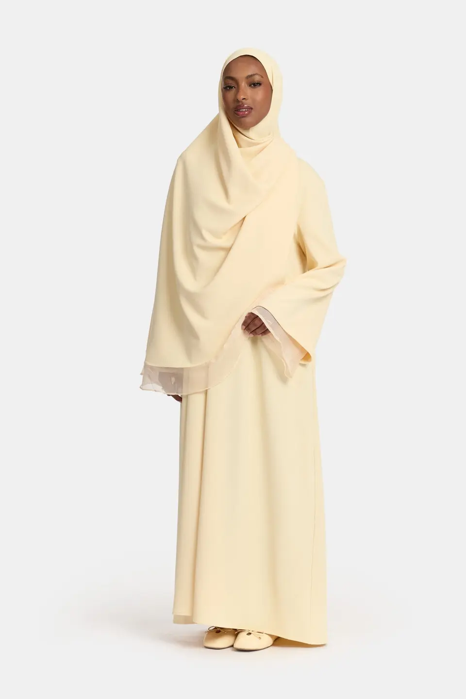 Double sleeve abaya Pastel Yellow