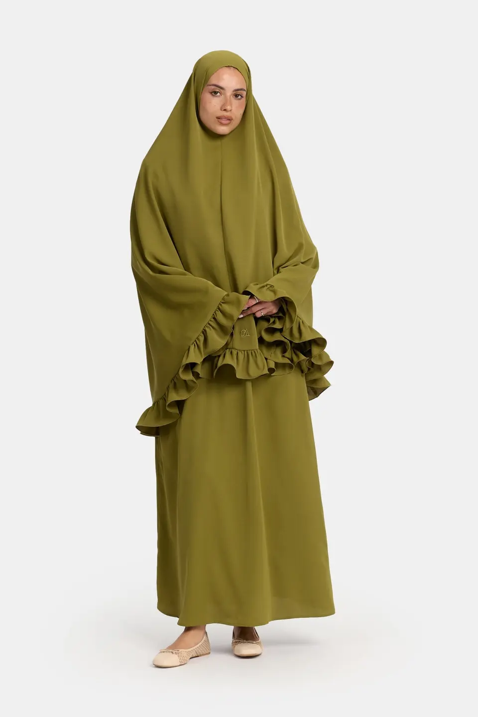 Nidha flounce khimar Olive Leaf