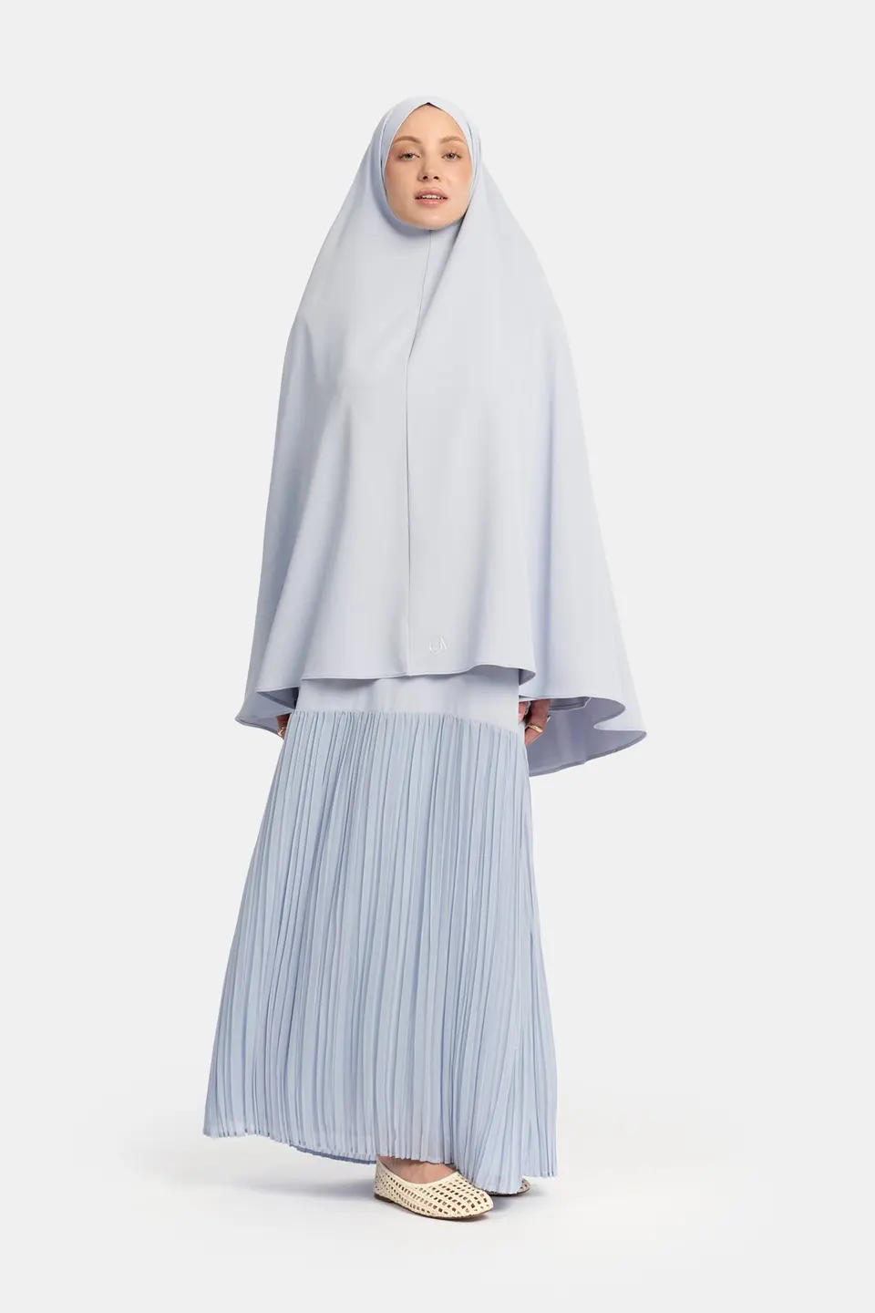Khimar Soft Blue (Pleated skirt)
