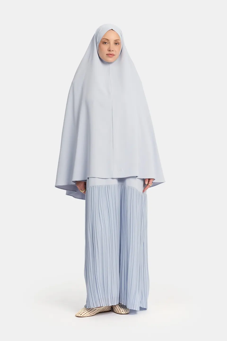 Khimar Soft Blue (Pleated skirt)