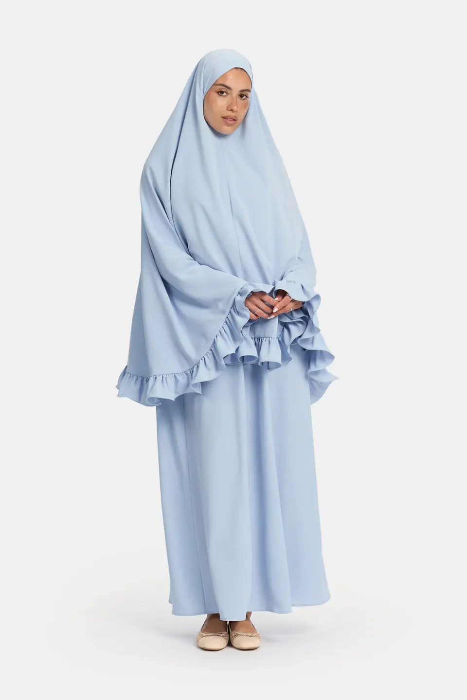 Nidha flounce khimar Sky Blue