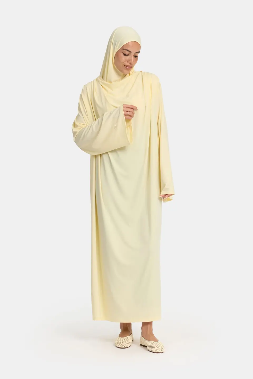 Premium jersey abaya Pastel Yellow