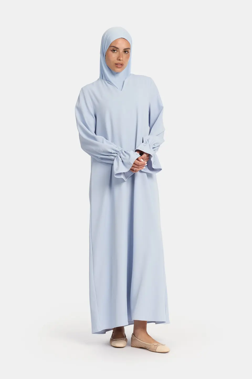 Embroidery abaya Soft Blue