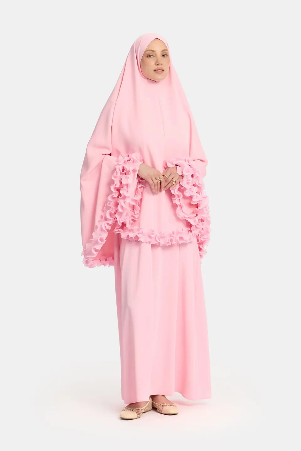 Wrinkle chiffon khimar Dark Pink