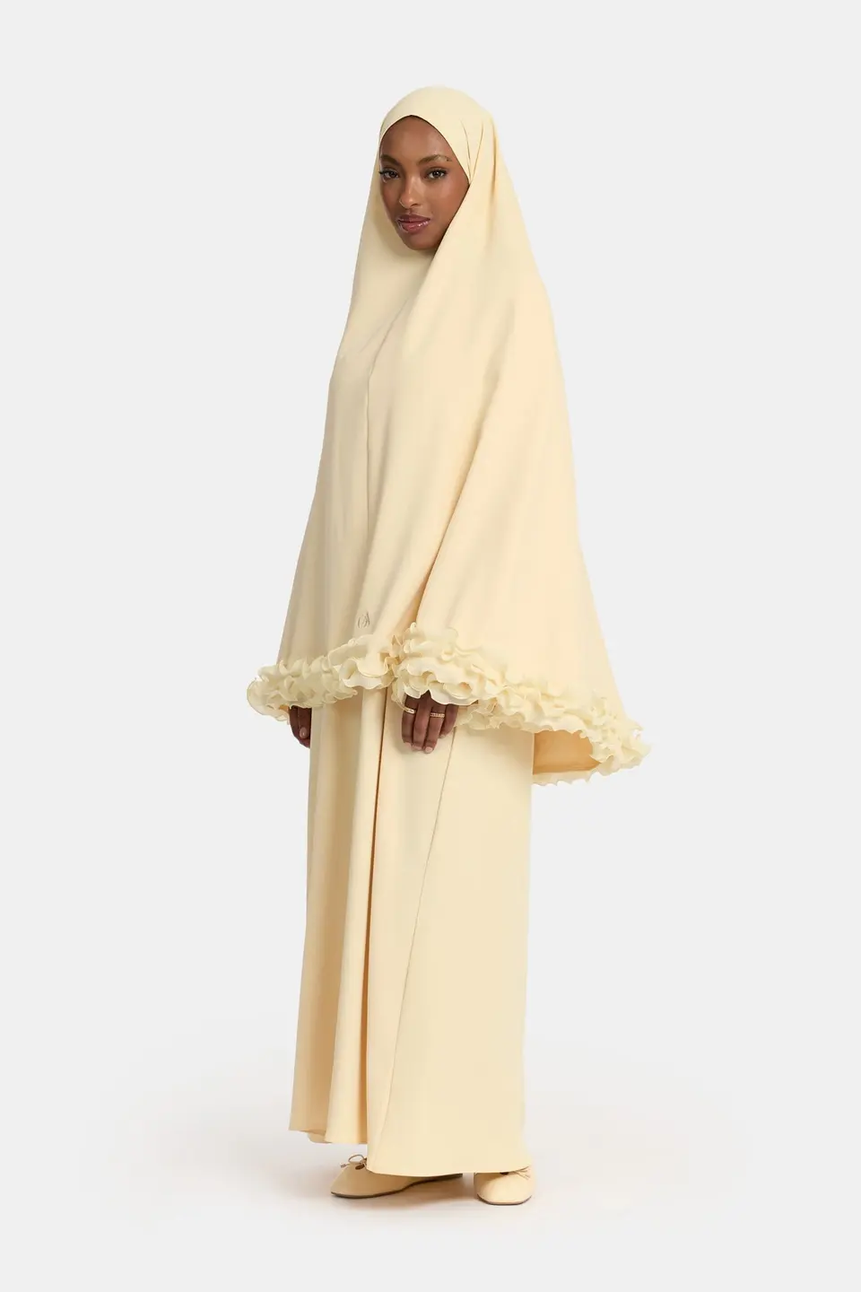 Wrinkle chiffon khimar Pastel Yellow