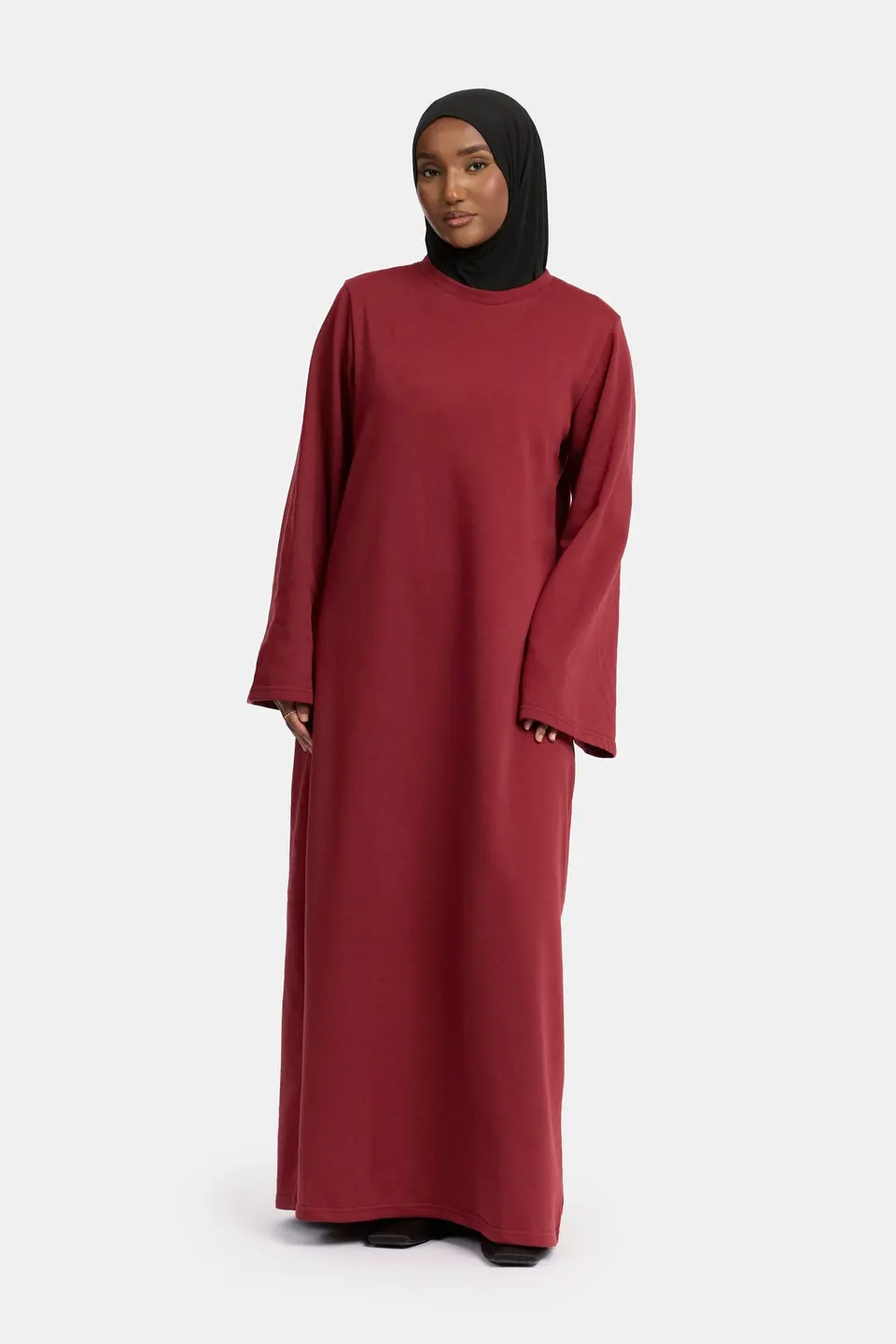 Sweater wide sleeve abaya Burgundy