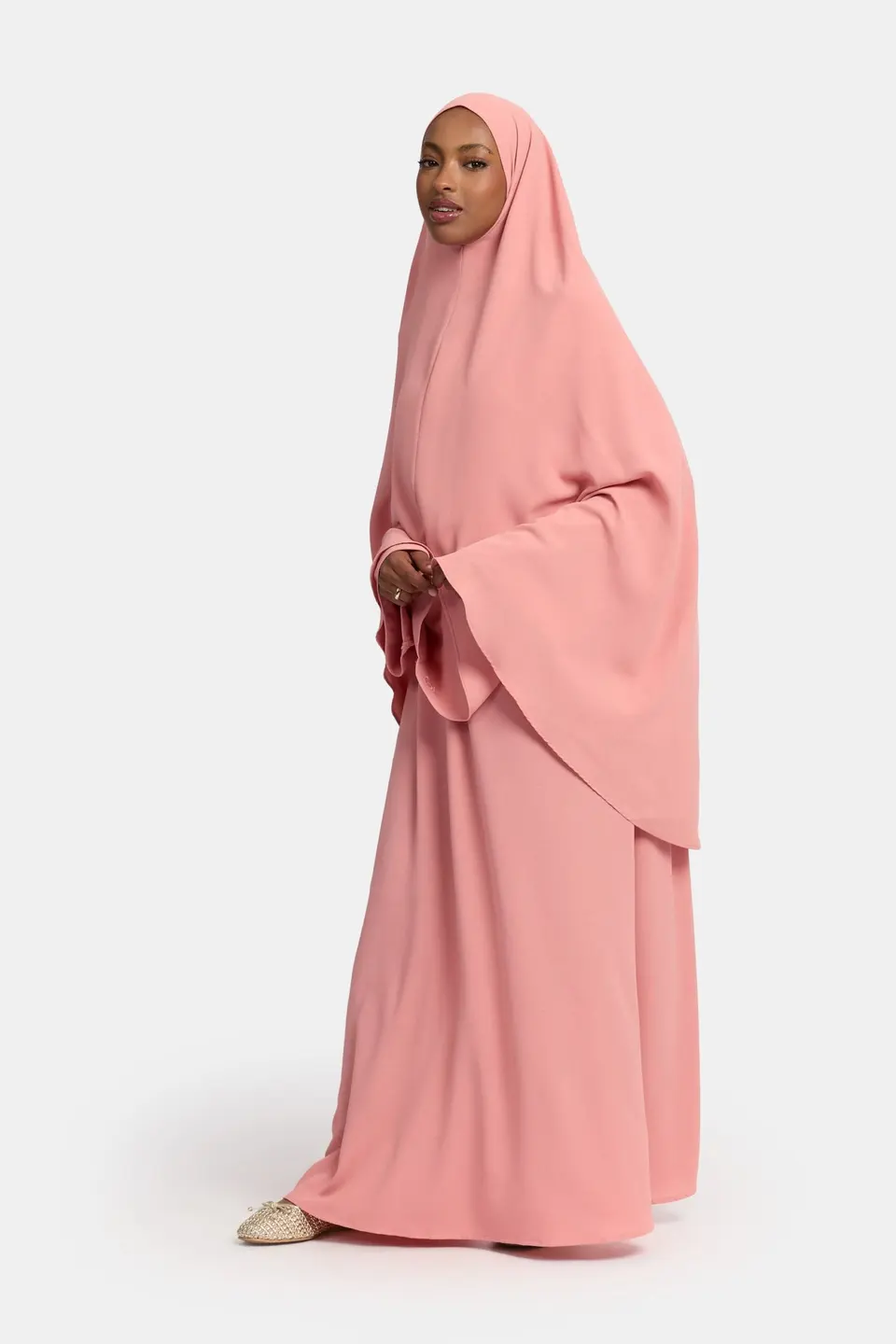 Khimar Coral Pink (lightweight stretch)