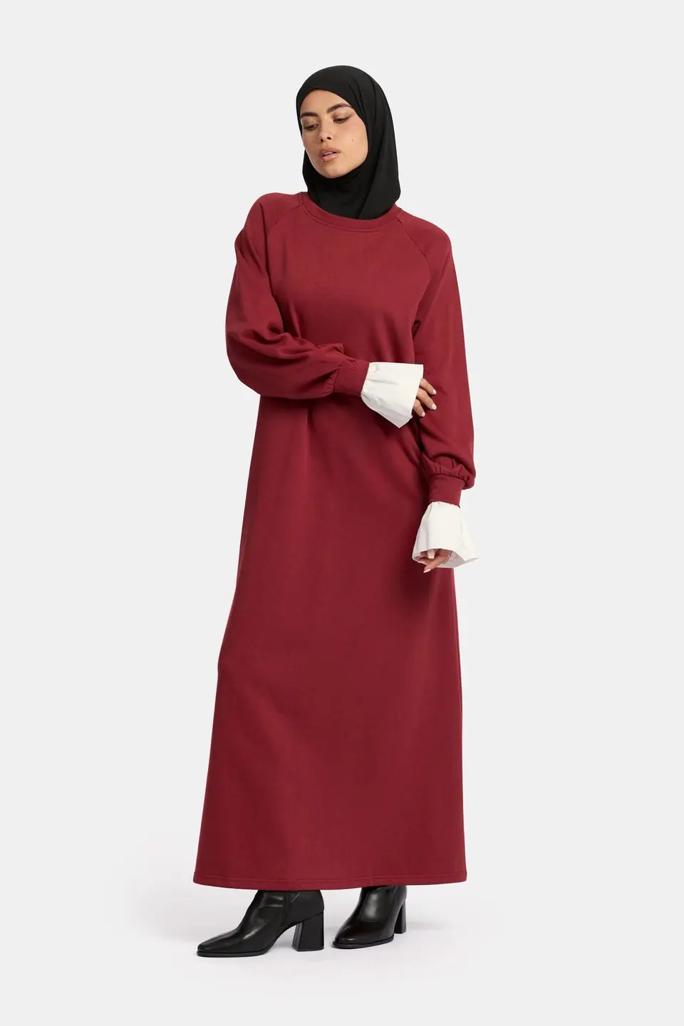 Sweater blouse abaya Burgundy