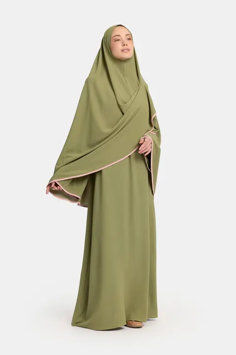 Magnet abaya and khimar set Leaf