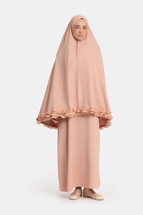 Wrinkle chiffon khimar Soft Peach