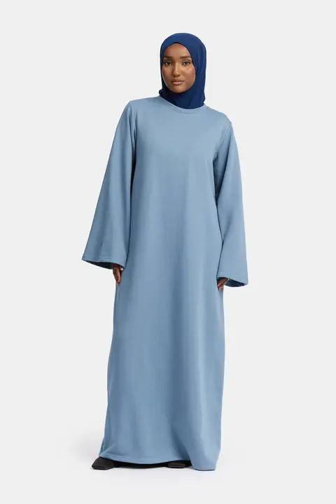 Sweater wide sleeve abaya Denim Blue
