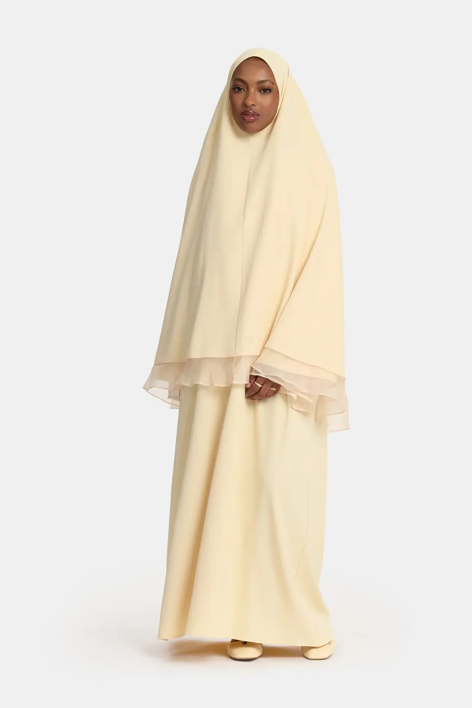 Khimar Pastel Yellow (Double sleeve)