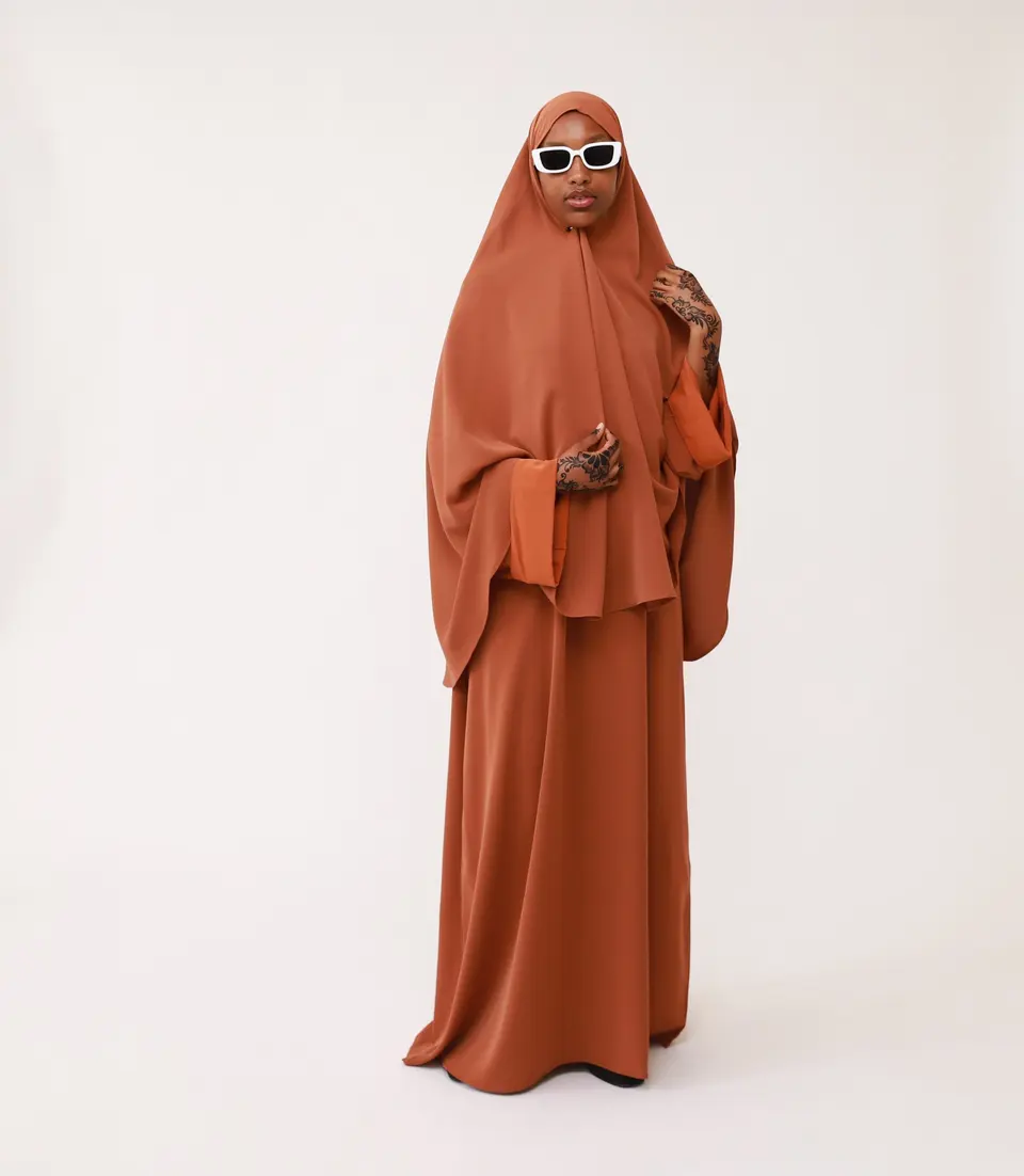 INSIDE OUT SLEEVE ABAYA CARAMEL & SUNSET
