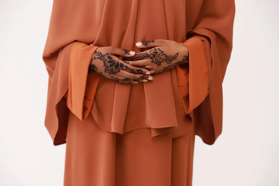 INSIDE OUT SLEEVE ABAYA CARAMEL & SUNSET