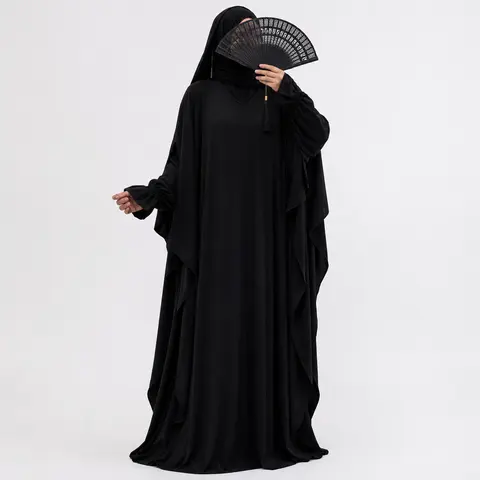 Amirah flow abaya - Black - 1+1 GRATIS