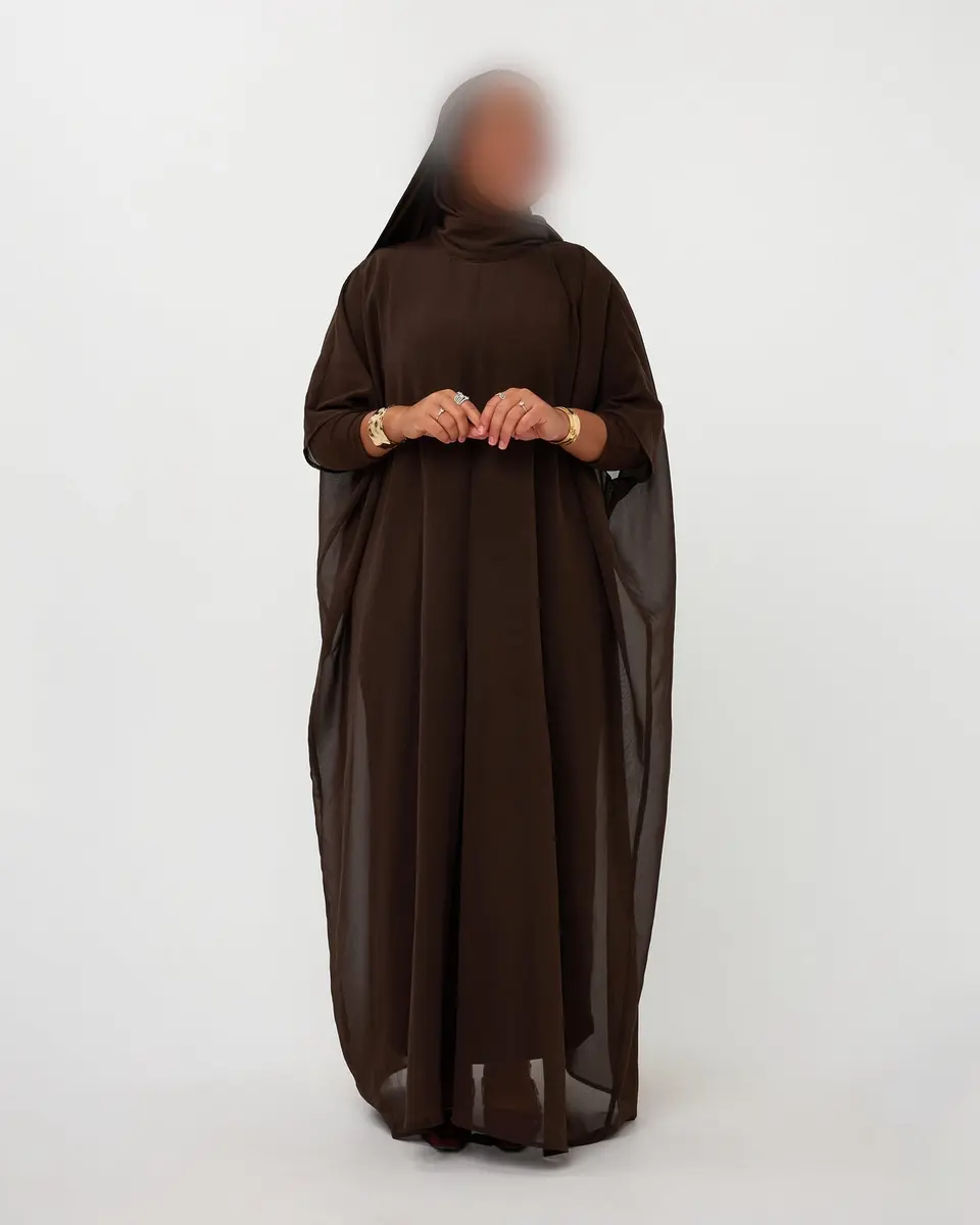 CAPEDRESS CHIFFON DARKBROWN
