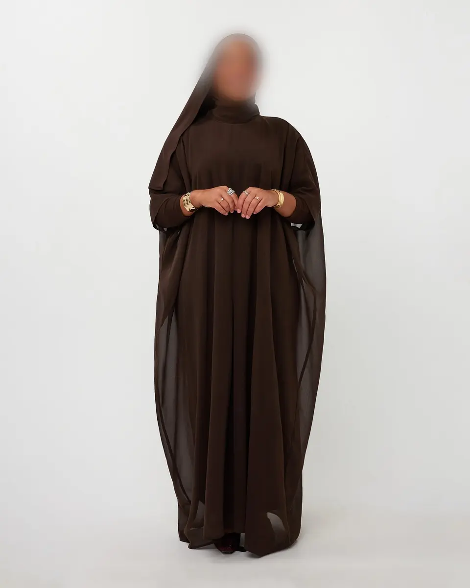 CAPEDRESS CHIFFON DARKBROWN