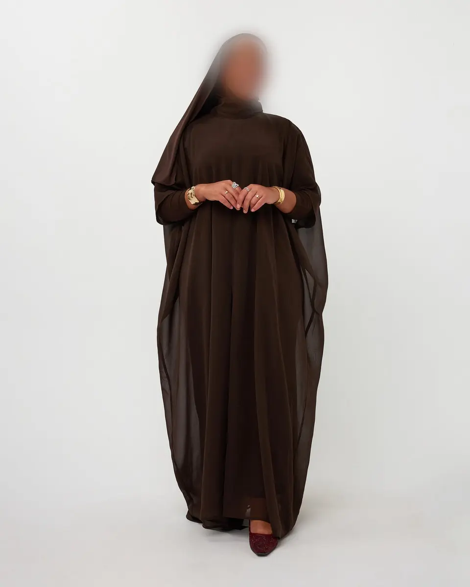 CAPEDRESS CHIFFON DARKBROWN