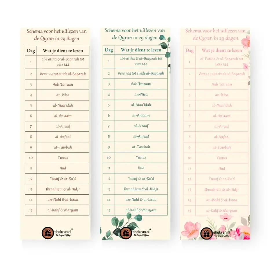 Boekenlegger – Quran Schema